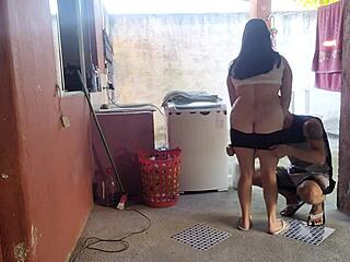 Horny Maid Moans on Erect Cock Workout Dirty Talk Petite Latina Bareback