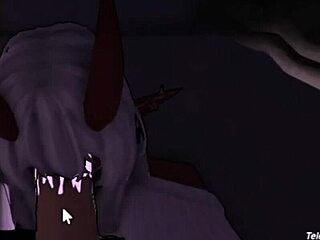 Dominating demon girl overwhelms with monstrous deepthroat passion