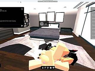 Horny prostitute rides monster cock in Roblox condo