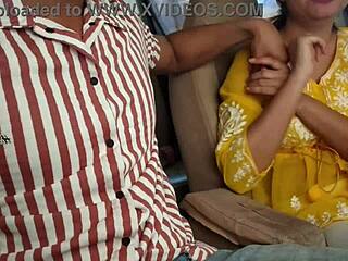 public car flash turns into risky boob tease and dirty fingering