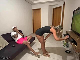 hotwife's tight ass fisted and creampied while hubby watches game