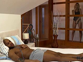 Stunning blonde hooks up with hot black stranger for intense interracial pounding and licking