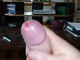 guy strokes hard watching hot tranny solo cumshot action