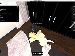Horny prostitute rides monster cock in Roblox condo