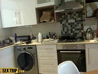 busty ebony milf kitchen pounded big white cock cumshot