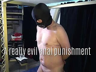 femdom strapon fisting machine fucks slave until he eats own cum