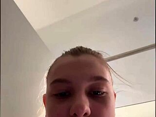 Horny BBW teen fingers shaved tight pussy hardcore in public changing room