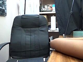 skinny black slut gags deep on casting cock