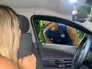 wife cheats cuck with huge black cock roadside