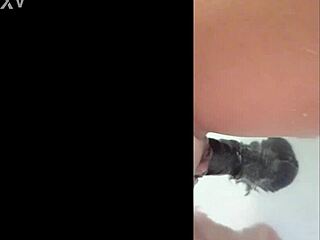 milf's shaved pussy stretched by massive homemade dildo