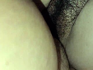 Deep creampie floods juicy latina tight pussy in close-up homemade fuck