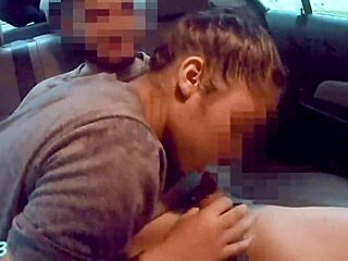 Uber driver blowjob turns into creampie fuck in the car