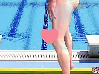 Heart-racing thrill of cross-dressing cum in women's swimsuit secret