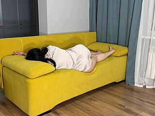 milf awaits but gets hard couch anal