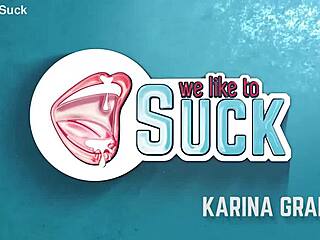 karina grand deepthroats cock for sloppy messy facial cumshot