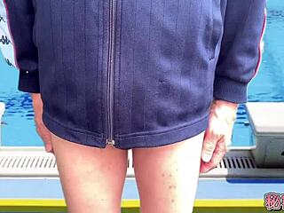 Heart-racing thrill of cross-dressing cum in women's swimsuit secret