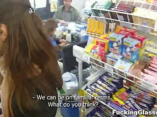 skinny glasses teen rina bends over stairway for hardcore pounding