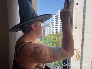 Latina milf fucked by two while pussy toyed