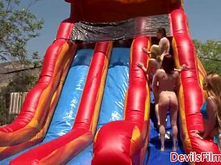 Lesbian Strapon Duo Licks Outdoor Pussy to Gushing Orgasms