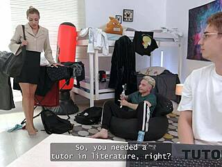 Tutor4k blonde milf tutor tempted by two hard cocks in lesson