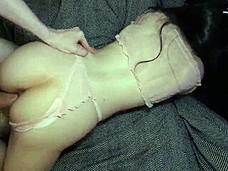 Step daddy pounds dirty teen behind wife's back lingerie stockings rough pov