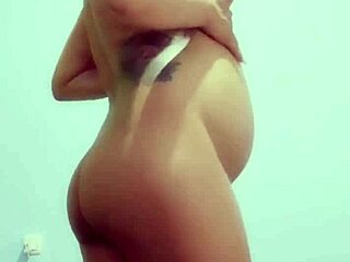 super horny pregnant latina masturbates outdoors pov