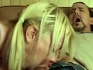 Blonde slut confronted for hard ass fuck