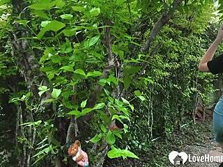 sexy tattooed babe bound in garden stockings teased tickled gagged choking for kinky outdoor release