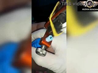 celebrity tattoo artist inks model Alexia Duucan TS asshole in hottest shemale tattoo moments