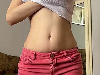 Petite teen fingers shaved pussy craving your touch here now