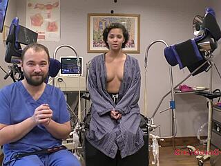 rebel wyatt spreads shaved pussy for neighbor's first gyno exam backstage