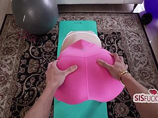 gymnast babe limbers up with taboo pov yoga romp!