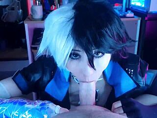 pervy roommate watches my luna snow cosplay then i dominate his cock pov