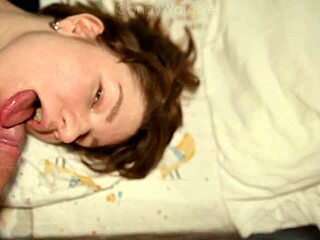 In the dorm, chained cutie roommate slaps lead to first facial cum blast.