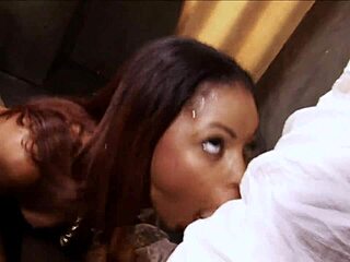 Ebony cutie moans riding rough begging for that big white dick deep in her ass