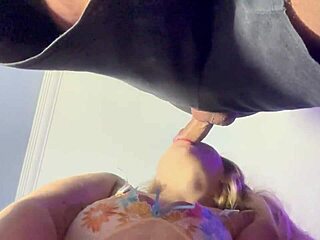 blonde trains deepthroat on daddy's cock spitting cum