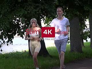 petite flexible blonde teen fucked hard after jog then facial cumshot