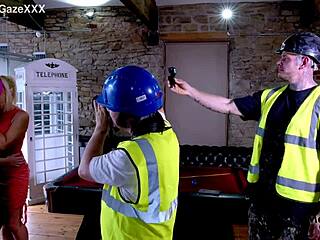 blonde tattooed babe's big natural tits in passionate group creampie