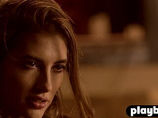 Brunette Babe Poses in Lingerie for Striptease