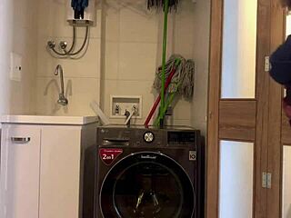 hot kissing turns to pussy licking orgasms on washer!
