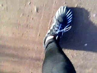 new barefoot shoes make me horny outdoors! 👟😈