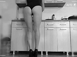 Housewife fucked hard in kitchen heels legs spread on hidden cam