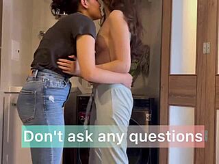 hot kissing turns to pussy licking orgasms on washer!