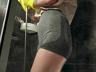 shower cleaning sparks steamy bent over pounding