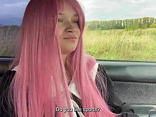 horny coed screams riding new teacher's cock outdoors