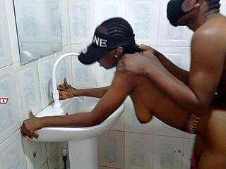 petite ebony's tight black pussy stretched wide in homemade amateur pounding