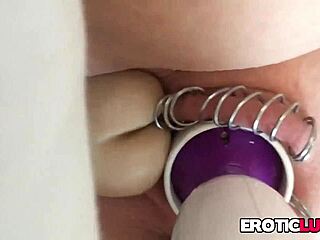 hey horny babe 😈 toys her pierced pussy so deep! 🔥💦