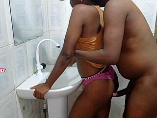 petite ebony's tight black pussy stretched wide in homemade amateur pounding