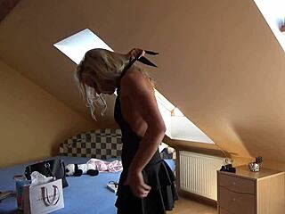 big dick blowjob threesome in school skirts, stockings & heels backstage 🎉👠