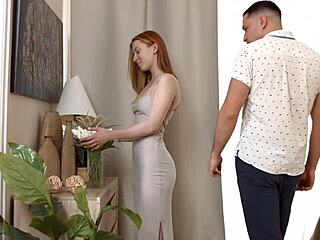 Crystal White's shaved pussy stretched in intense MMF double penetration threesome pounding